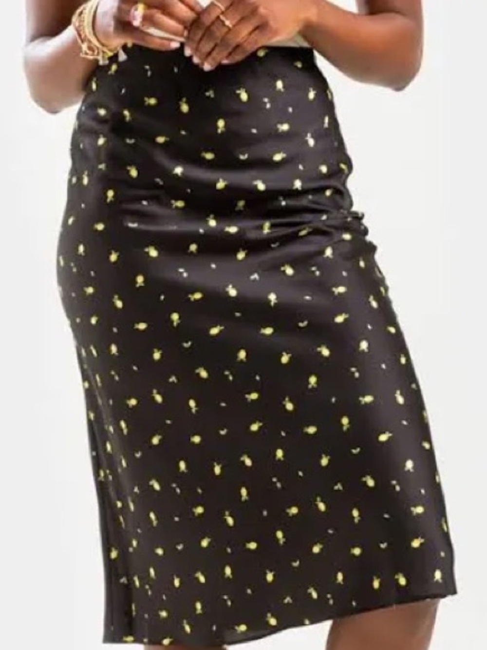 miami Black Midi Skirt Lemon 🍋 Print